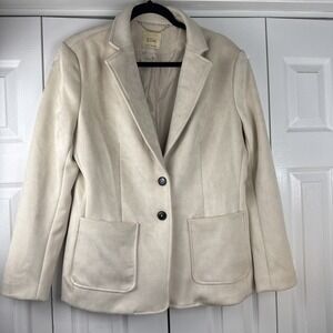Elie Tahari Magaschoni Faux Leather  Blazer Jacket Womens 12 Tan Notch Lapel